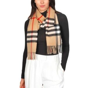 NWOT. Burberry Iconic Check Cashmere Scarf. Color: Archive Beige